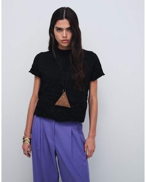 ASOS Crinkled Boxy Knit Tee - Blue