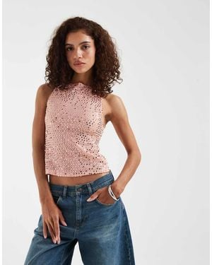 Motel Dudley Sequin Knit Singlet - Blue