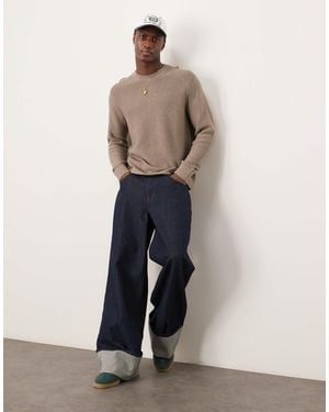 Abercrombie & Fitch Knitted Crew Neck Sweater - Natural