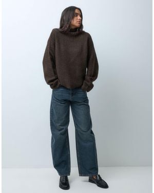 Gina Tricot Gestrickter rollkragenpullover aus wollmix - Blau