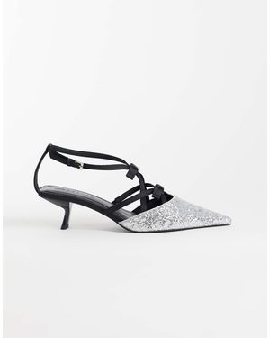 ASOS Showgirl Strappy Bow Mid Heels - White