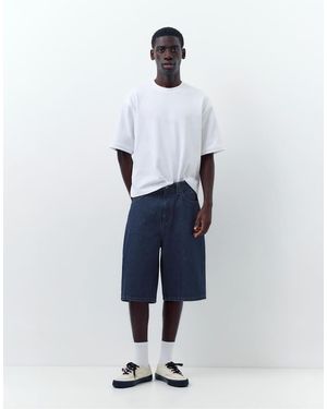 Pull&Bear Skater Denim Bermuda Shorts - White