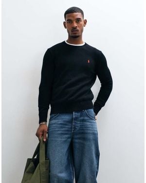 Polo Ralph Lauren Icon Logo Zware Katoenen Gebreide Trui - Blauw