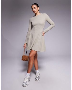 ASOS Supersoft Long Sleeve Godet Mini Dress - Grey