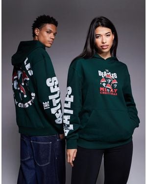 ASOS Oversized Hoodie With Christmas Beatles Print - Blue