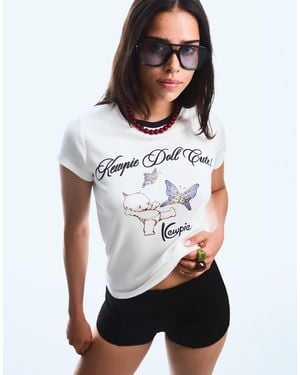 Bershka Kewpie Print Short-Sleeve T-Shirt - White