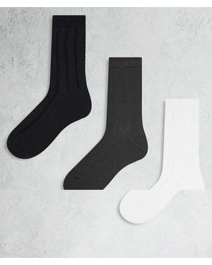Weekday Pack De 3 Pares De Calcetines De De Caña Alta De Punto De Ochos De - Negro