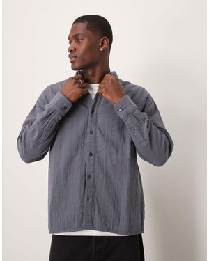 Abercrombie & Fitch Textured Long Sleeve Relaxed Shirt - Gray