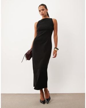 ASOS Zachte Corduroy Midi-Jurk Met Boothals - Naturel