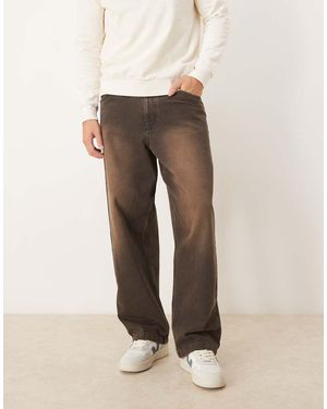 ASOS Losse Jeans Met Rechte Pasvorm En Acid Wash - Naturel