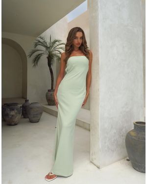 Aria Cove Structured Bandeau Cowl Back Detail Maxi Dress - Green
