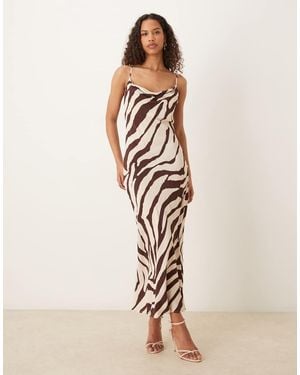 Mango Chiffon Slip Dress - Natural