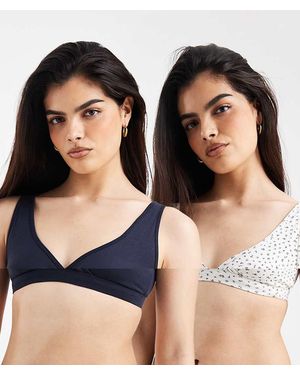 Lindex Maternity 2 Pack Pointelle Print Nursing Wrap Bras - Black