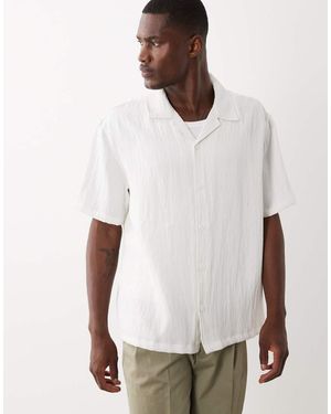 Bershka Rustic Short Sleeve Shirt - White