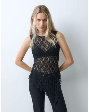 ONLY Asymmetric Lace Top - Blue