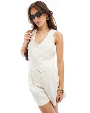Mango Linen Mix Co-Ord Waistcoat - White