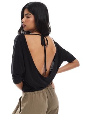 Miss Selfridge Soft Touch Open Back Batwing Top - Black