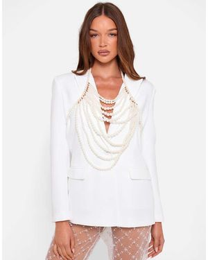Public Desire Layered Pearl Necklace & Body Chain White - Natural