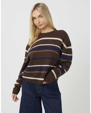 Brave Soul Pullover mit rundhalsausschnitt und streifen - Blau