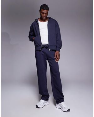 ASOS Heavyweight 400 Gsm Straight Leg Trackies - Blue