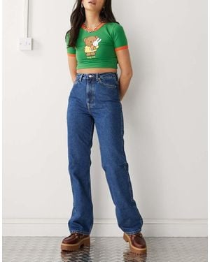 Weekday Rowe Extra High Waist Regular Fit Straight Leg Jeans - Blue