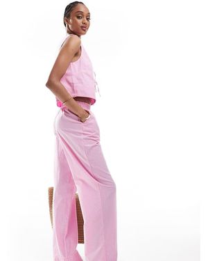 ONLY Wide Leg Boxer Detail Trousers Co-Ord - Pink