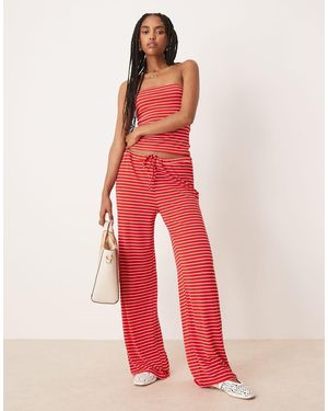 ASOS Pantaloni A Fondo Ampio Rossi A Righe Allacciati Davanti - Rosso