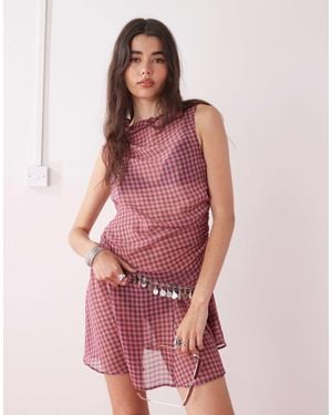 Collusion Sheer Mini Dress - Pink