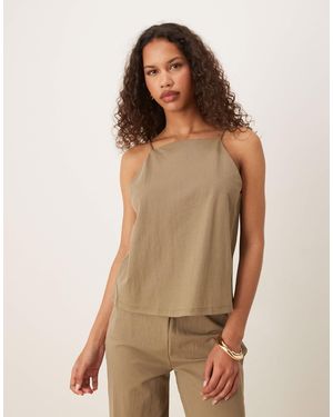 Mango – camisole-top aus leinenmix - Braun