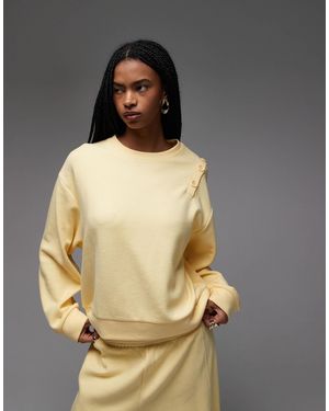 ASOS Supersoft Button Shoulder Detail Sweatshirt - Metallic