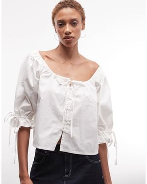 Collusion Blouse babydoll à encolure nouée - Blanc