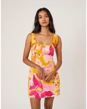 Nobody's Child Ciara Linen Blend Square Neck Mini Dress - Pink