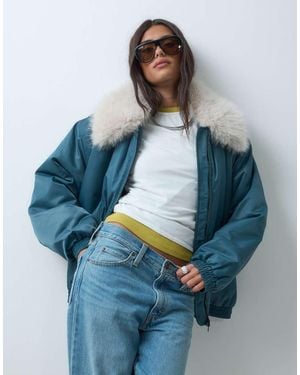 ASOS Ma1 Bomberjack Met Faux-Fur Rand - Blauw