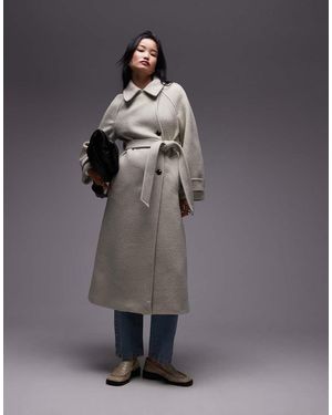 Mango Tie Waist Wool Coat - Grey