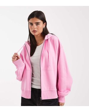 Collusion Zip Through Boxy Hoodie - Pink