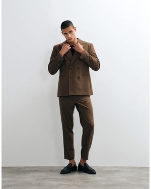 ASOS Regular Double Breasted Suit Blazer - Brown