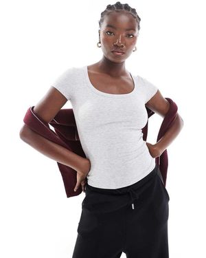 Cotton On Ribbed Scoop Neck Short Sleeve Top - White
