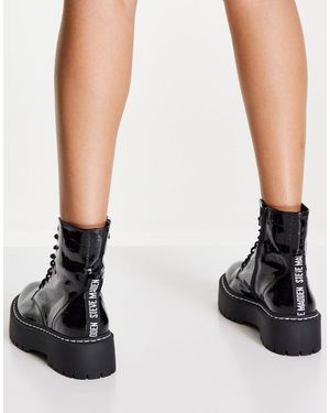 Steve Madden Exclusive Skylar Leather Chunky Lace Up Boots - Black
