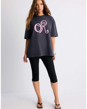 Stradivarius Grafik-cropped-t-shirt - Blau
