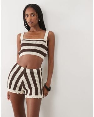 ASOS Stripe Crochet Short Co Ord - Multicolour