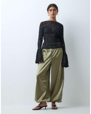 Miss Selfridge Satin Balloon Trouser - Natural