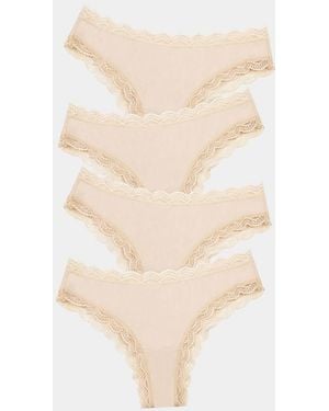 Stripe & Stare Brazilian Knicker Four Pack - Natural