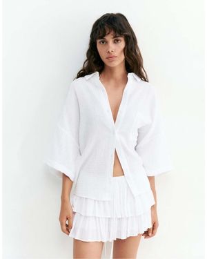 Pull&Bear Skort With Ruffles - White