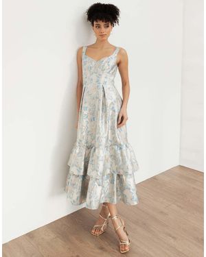 Maya Jacquard Strappy Midi Dress - Grey