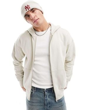 Only & Sons Sudadera Color Piedra Con Capucha Y Cremallera De Punto Grueso De -Beis Neutro