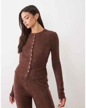 ASOS Cárdigan Abotonado De Forro Polar Ligero Para Estar Por Casa, Combinable, -Marrón