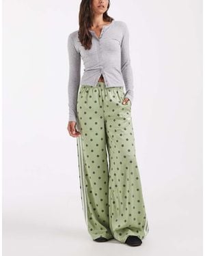 adidas Originals Wide Leg Satin Track Trousers - Green