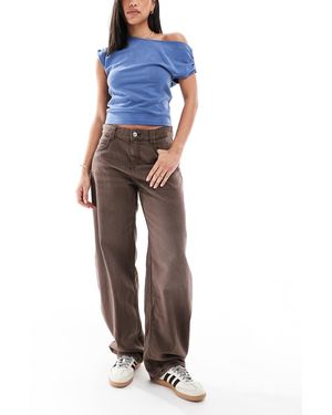 Bershka Jeans Ampi A Palloncino Marroni - Blu