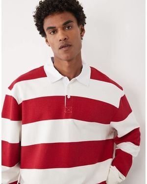 ASOS Felpa Stile Polo Da Rugby Oversize Écru E Rossa A Righe - Rosso