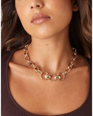 ASOS Collar De Cadena Gruesa Con Detalle Estilo Bridón De - Marrón